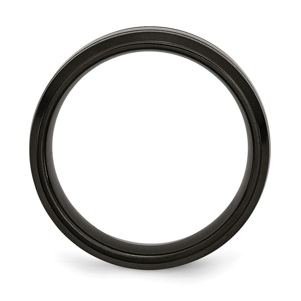 Chisel 7mm Grooved Band - Black IP-Plated Titanium Ring