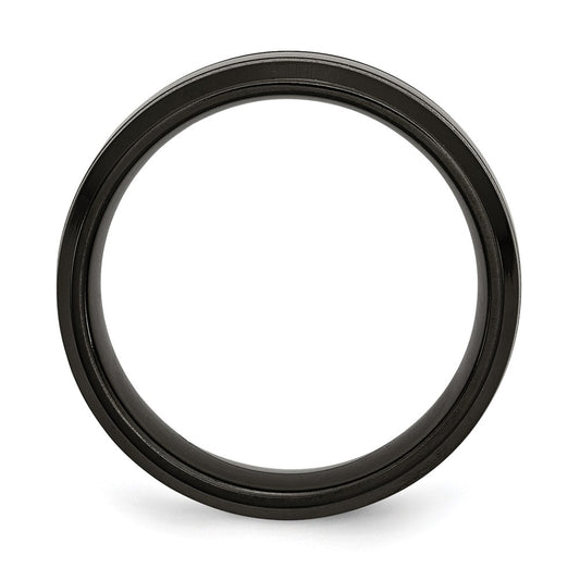 Exclusive 7mm Grooved Band in Black IP-Plated Titanium - Stylish & Affordable