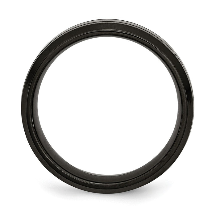 Exclusive 7mm Chisel Grooved Band | Stylish Brushed & Polished Black Titanium-2