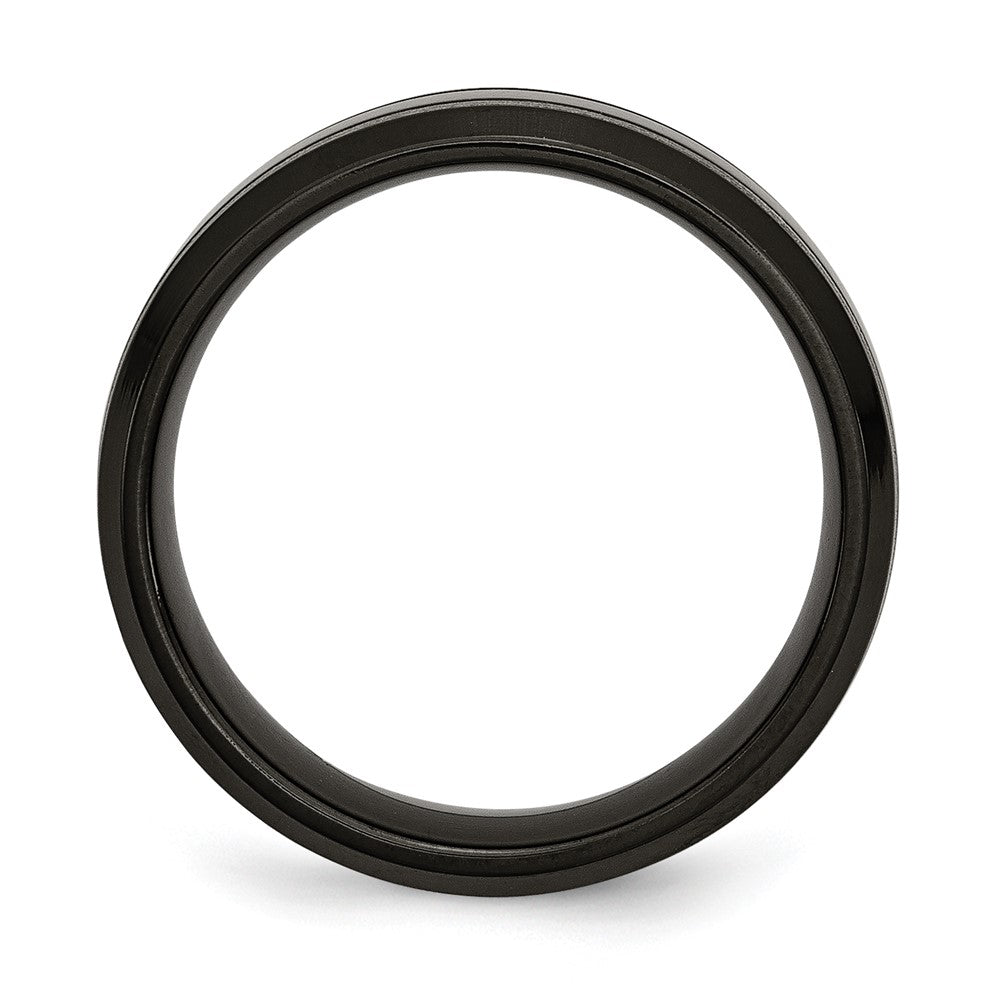 Exclusive 7mm Chisel Grooved Band - Stylish Black IP-Plated Titanium