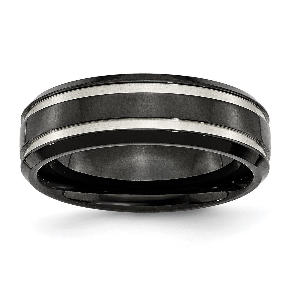 Exclusive 7mm Grooved Black IP-Plated Titanium Band - Stylish & Durable