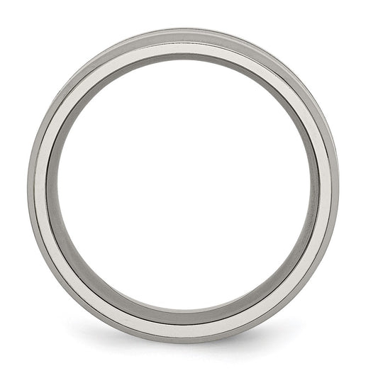 Shop Exclusive 8mm Chiseled Titanium Beveled Edge Band with Polished Finish