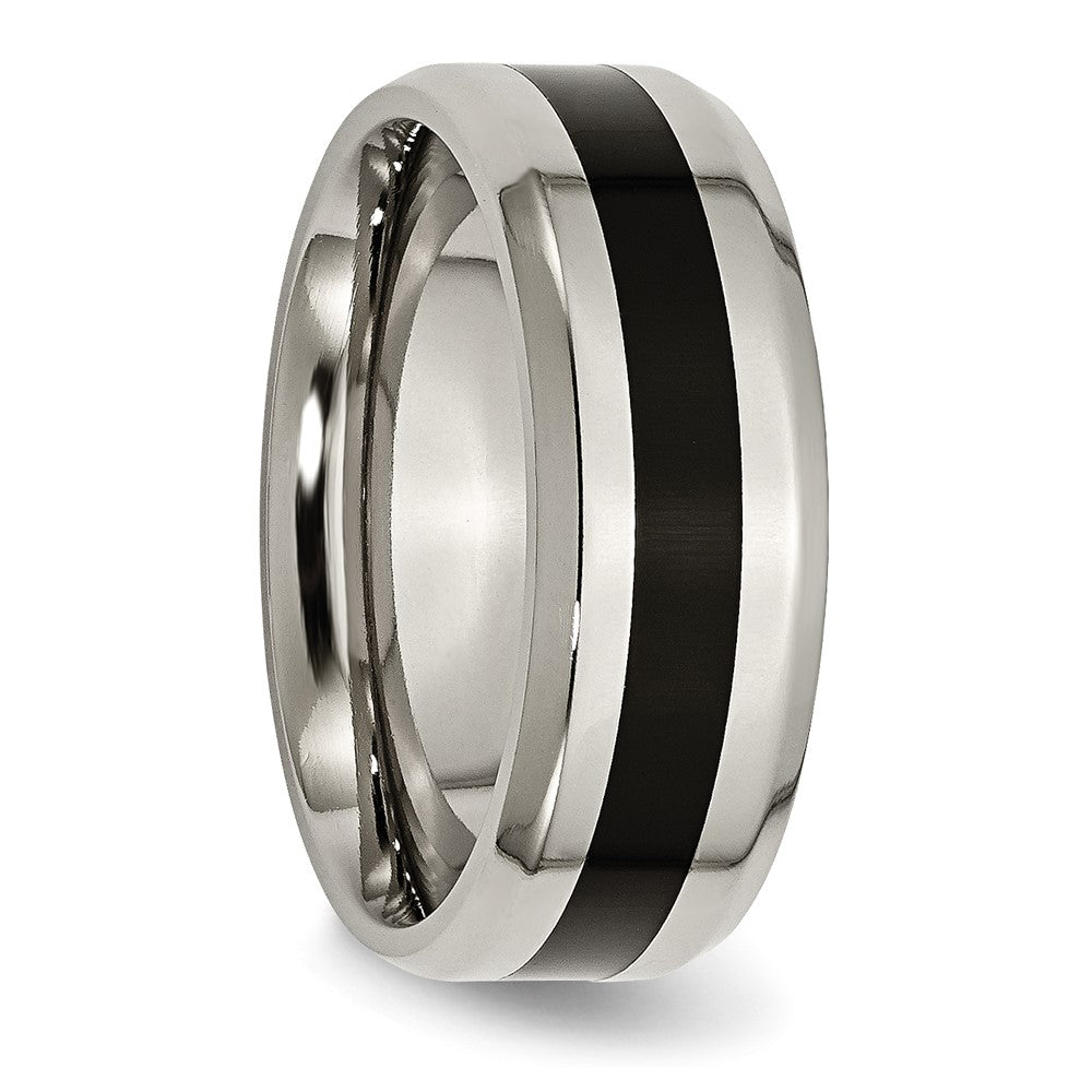 Buy Stylish 8mm Chiseled Titanium Beveled Edge Band with Polished Enamel Finish