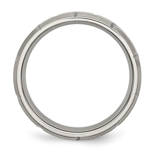 High-Quality Chisel Titanium Brushed 6mm Beveled Edge Ring - Stylish Value Piece