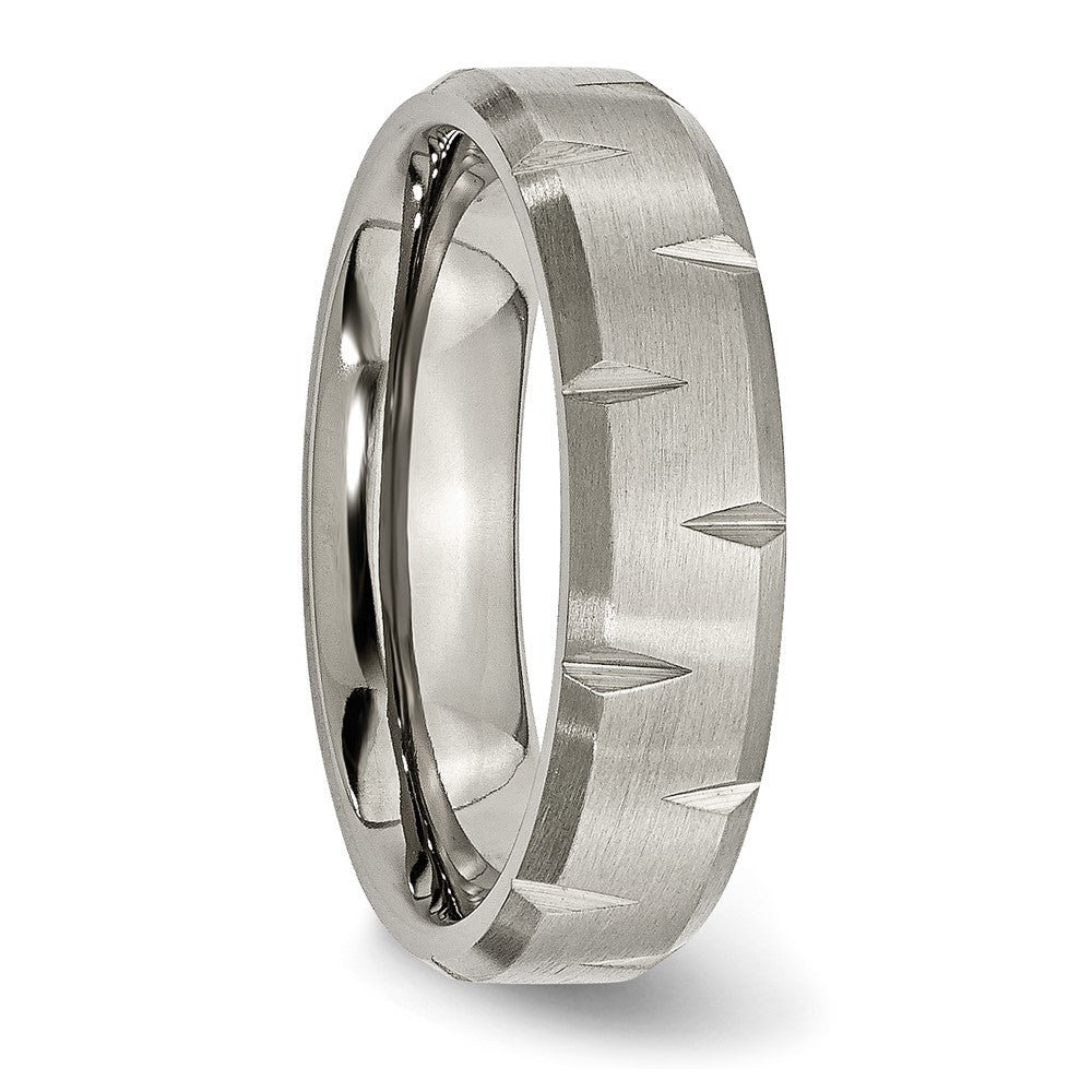 High-quality Brushed Titanium Chisel Ring - 6mm Beveled Edge, Stylish Value