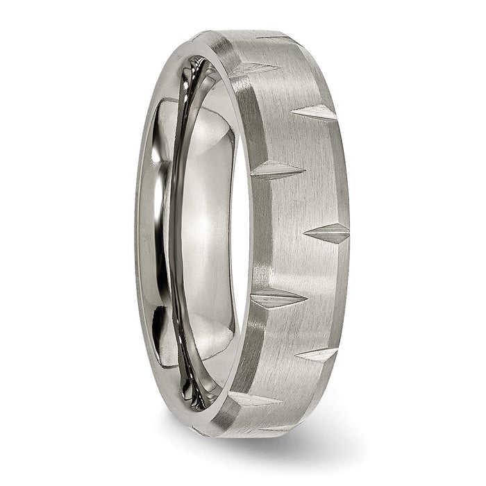 High-quality Brushed Titanium Chisel Ring - 6mm Beveled Edge, Stylish Value-4