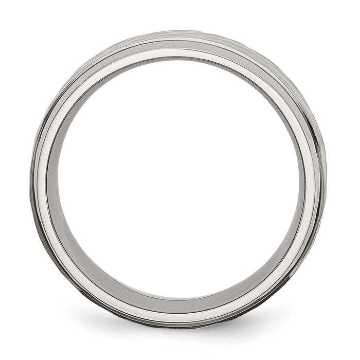 High-Quality Chiseled Titanium 8mm Beveled Edge Band - Stylish Finish & Value-2