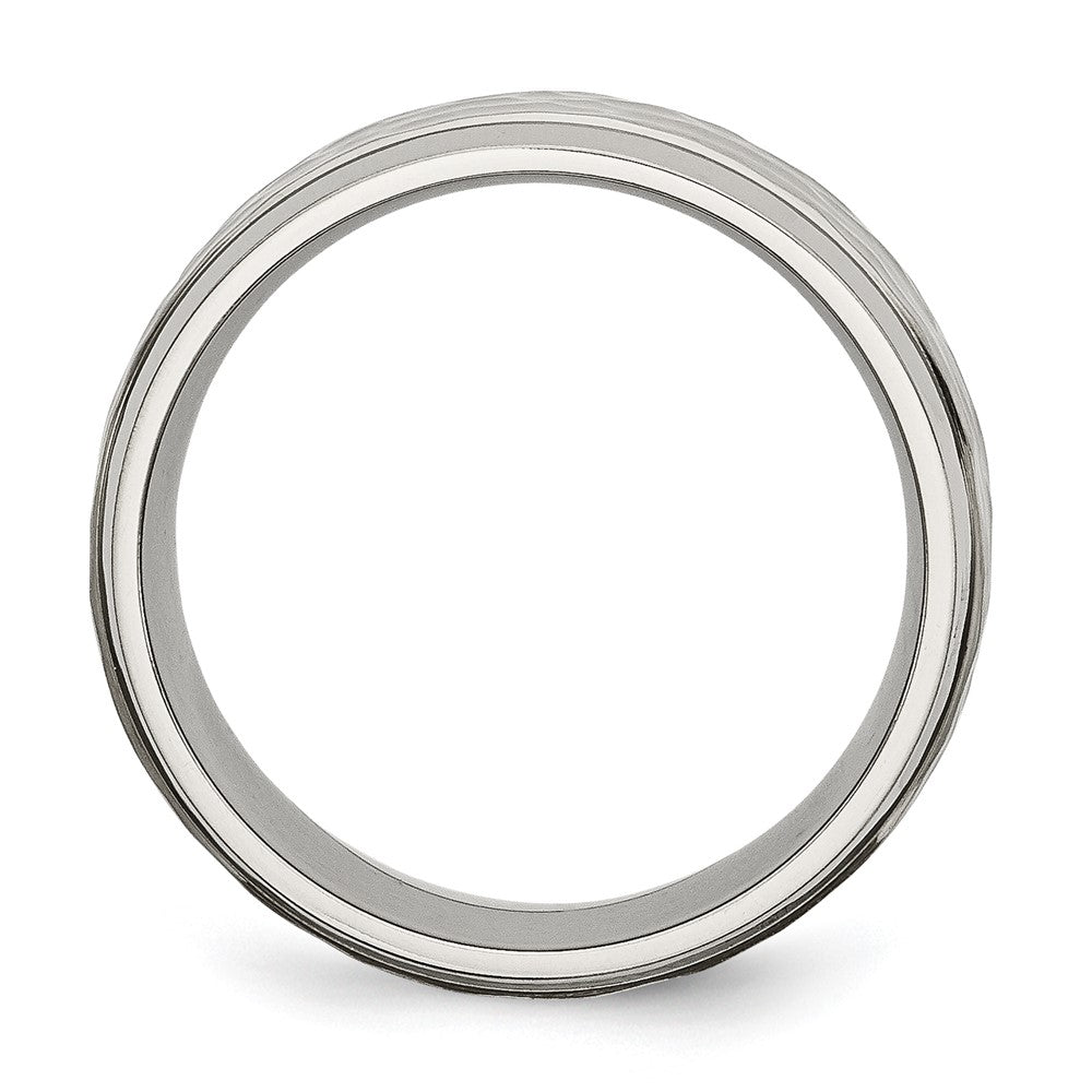 Shop Stylish 8mm Chiseled Titanium Beveled Edge Band - Polished & Hammered Finish