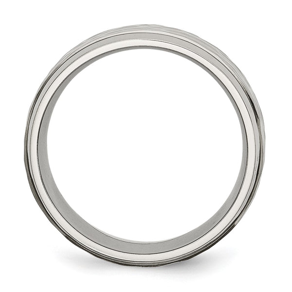 8mm Chiseled Titanium Beveled Edge Band