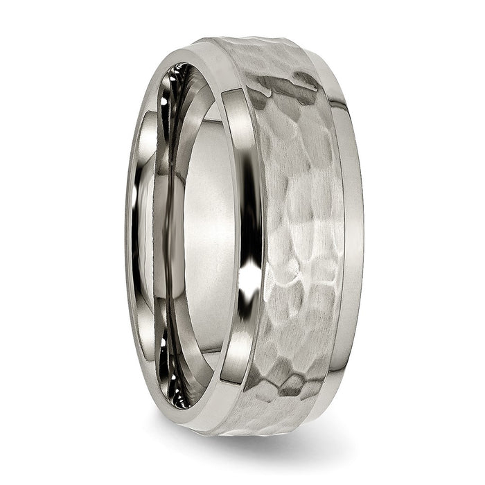 Buy High-Quality 8mm Chiseled Titanium Band - Stylish Beveled Edge Finish-4