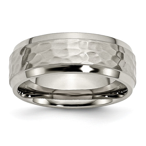8mm Chiseled Titanium Beveled Edge Band