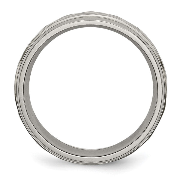 Chiseled Titanium 7mm Grooved Edge Band