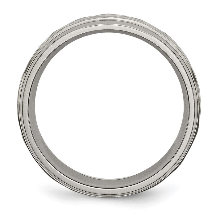 High-Quality Chiseled Titanium 7mm Grooved Edge Band | Stylish & Affordable!-2