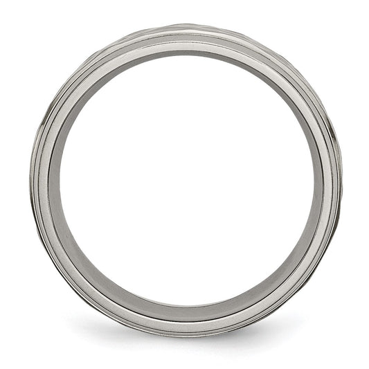 High-quality 7mm Chiseled Titanium Band - Polished & Hammered Design, Stylish Value