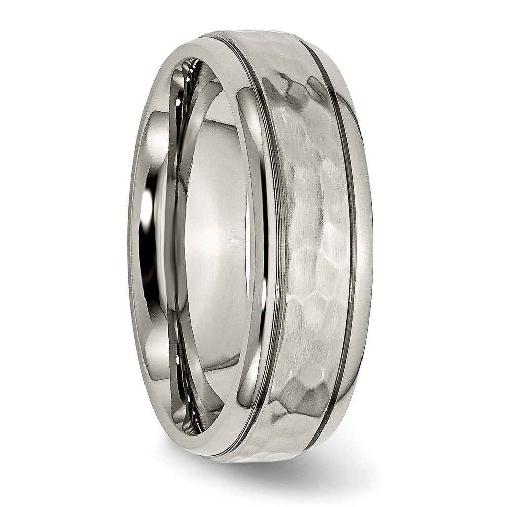 High-Quality Chiseled Titanium 7mm Grooved Edge Band | Stylish & Affordable!