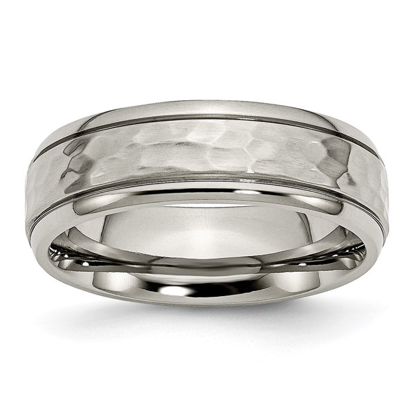 Chiseled Titanium 7mm Grooved Edge Band