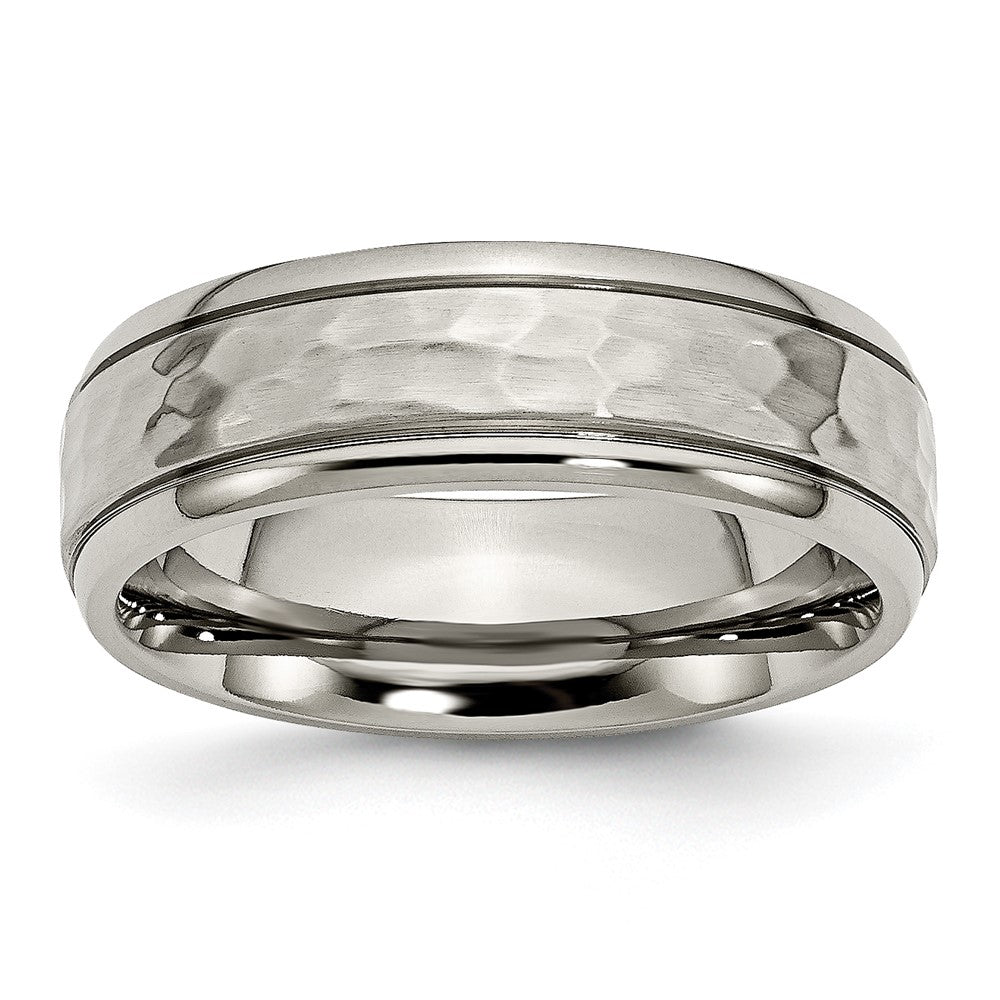 High-Quality Chiseled Titanium 7mm Grooved Edge Band | Stylish & Affordable!