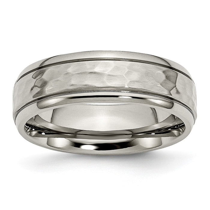 High-Quality Chiseled Titanium 7mm Grooved Edge Band | Stylish & Affordable!-1