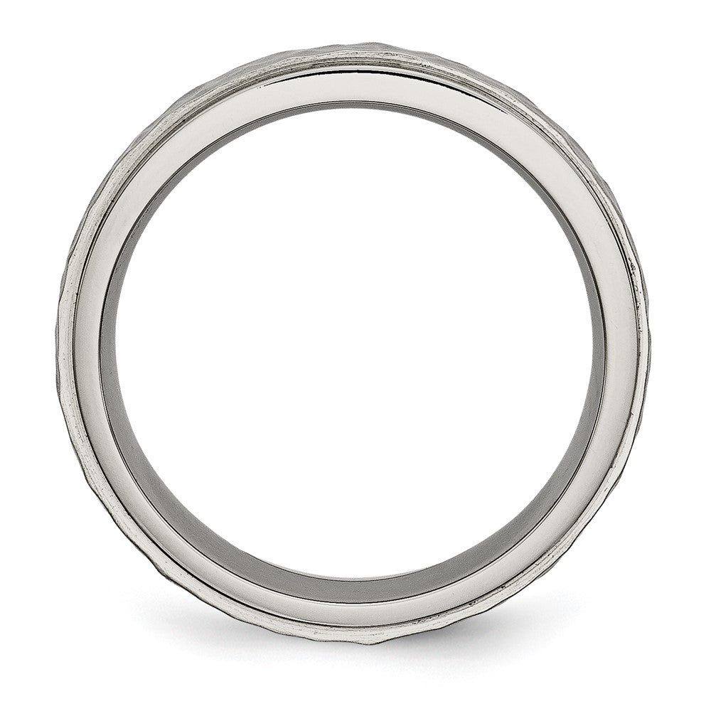 Buy Stylish Chiseled Titanium 6mm Polished & Hammered Edge Ring - Luxury Value