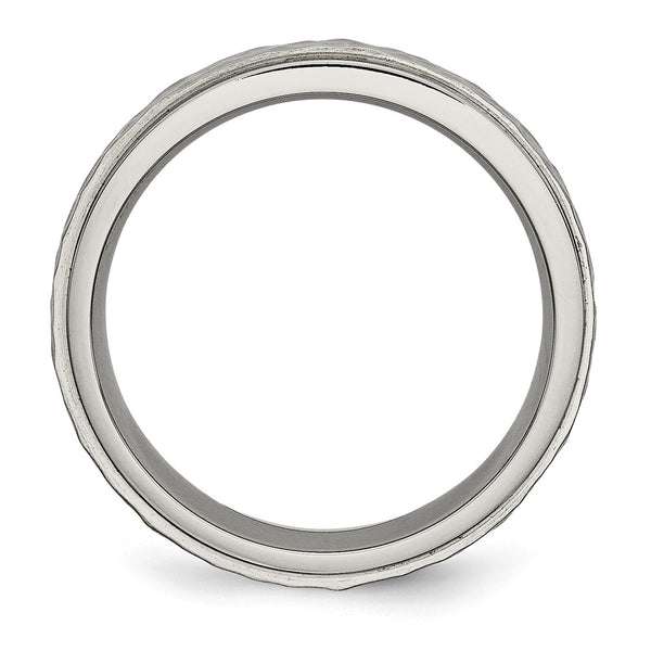 Chiseled Titanium Ring 6mm Textured Edge