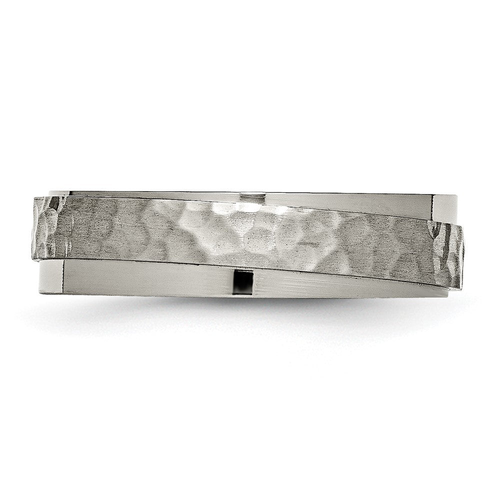 Exclusive 6mm Chiseled Titanium Hammered & Polished Band - Stylish Value