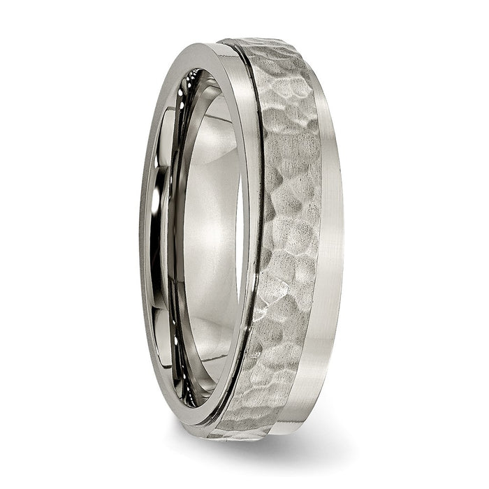 Buy Stylish 6mm Chiseled Titanium Band - Polished & Hammered Edge, Luxury Value-4