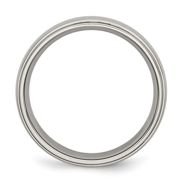 Chisel Titanium Polished 6mm Textured Edge Ring