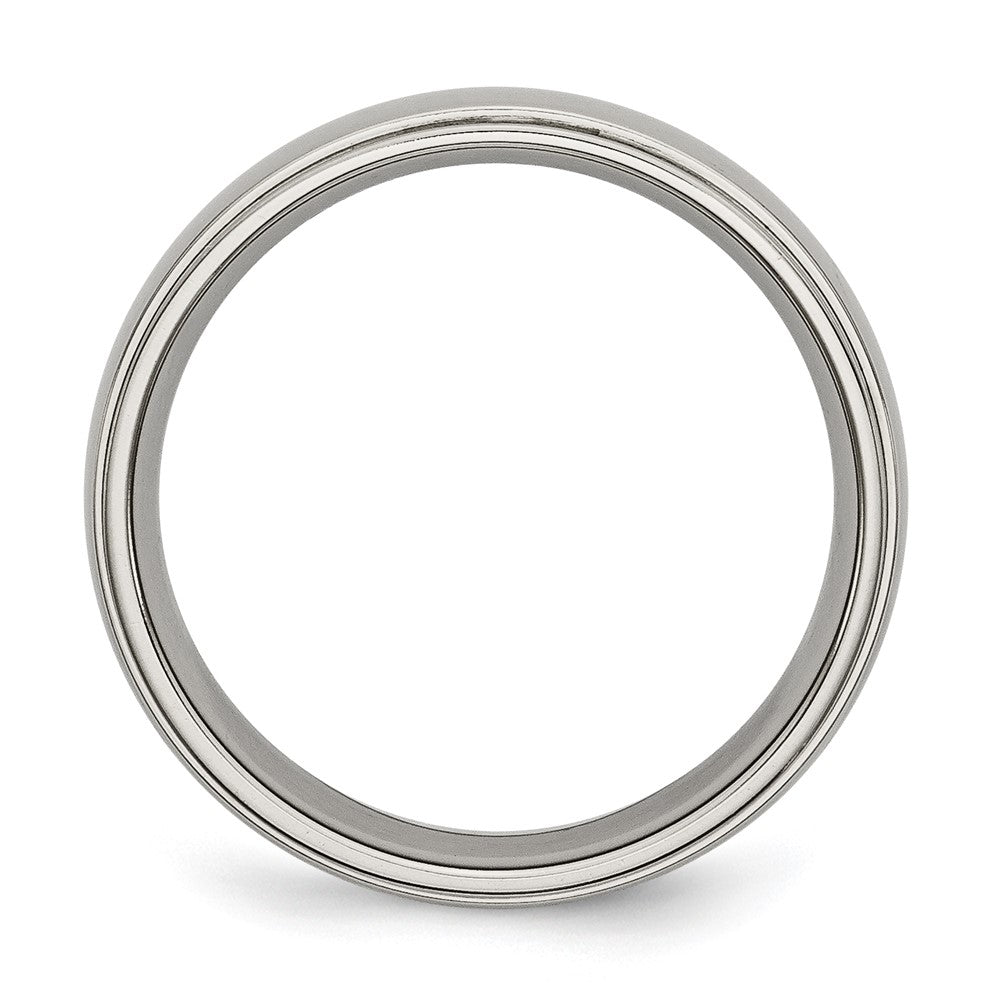 Buy Stylish 6mm Polished Titanium Chisel Ring with Ridged Edge - Affordable Luxury!