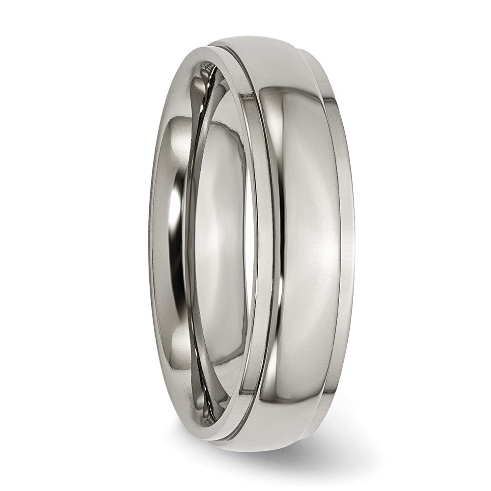 Buy Stylish 6mm Polished Titanium Band - High-Quality Ridged Edges