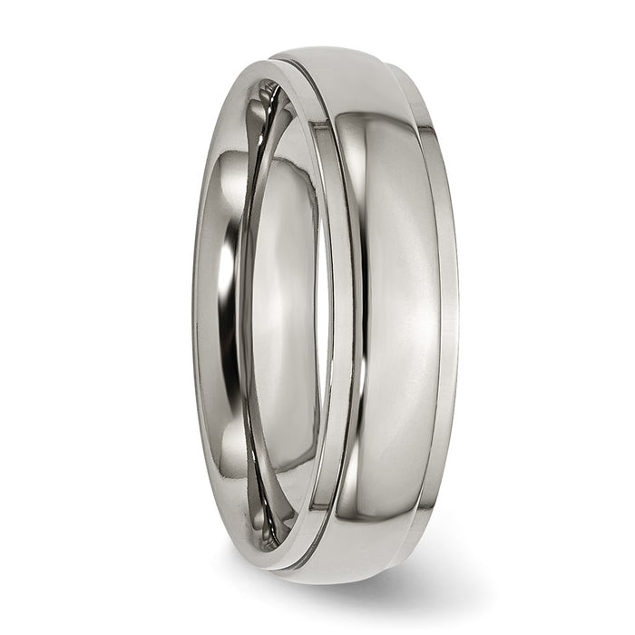 Buy Stylish 6mm Chisel Titanium Polished Ring with Textured Edge - Luxury Value-4