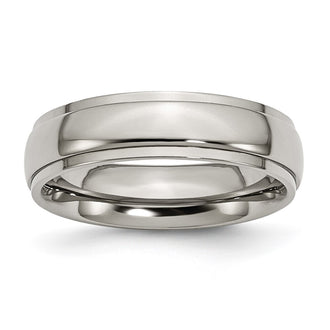 Buy Stylish Chisel Titanium Polished 6mm Textured Edge Ring - Affordable Luxury!