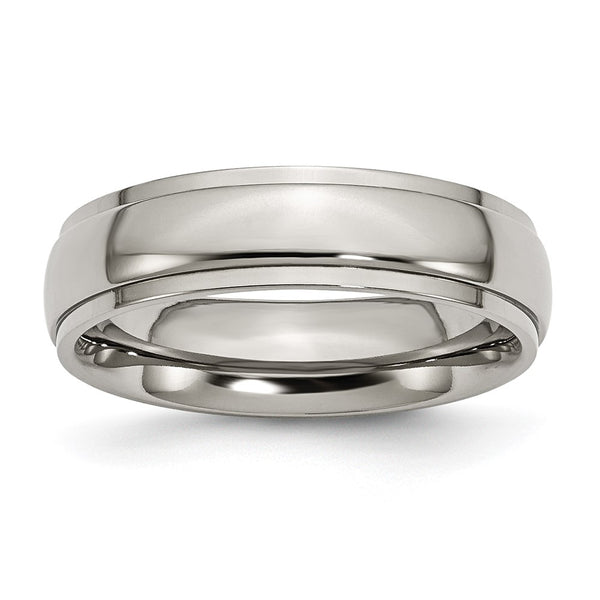 Chisel Titanium Polished 6mm Textured Edge Ring