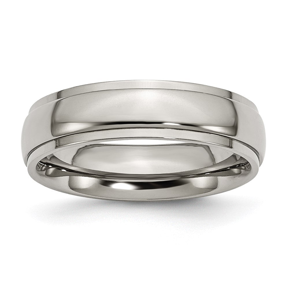 Buy Stylish 6mm Chisel Titanium Polished Ring with Textured Edge - Luxury Value