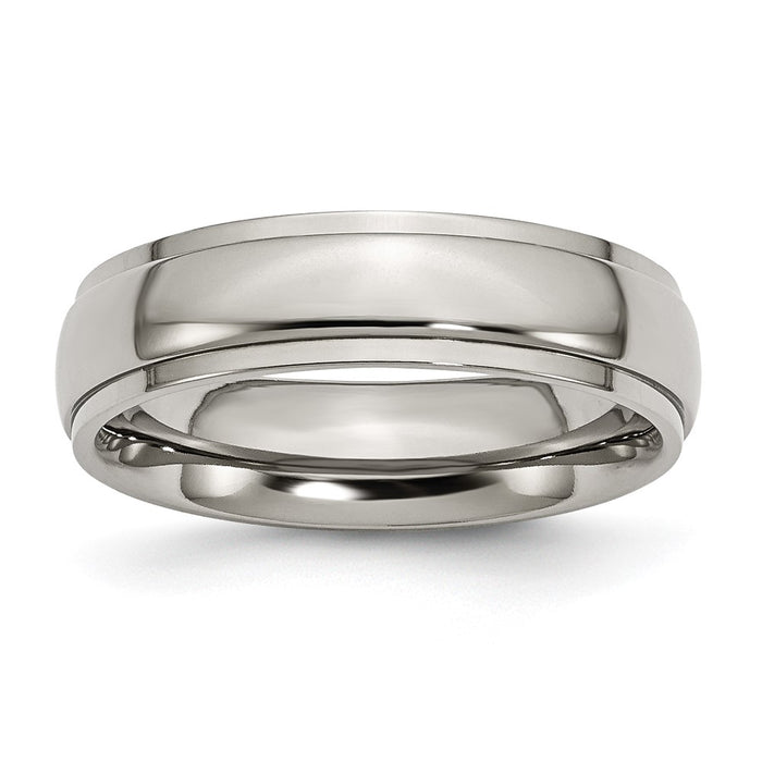 Buy Stylish 6mm Chisel Titanium Polished Ring with Textured Edge - Luxury Value-1