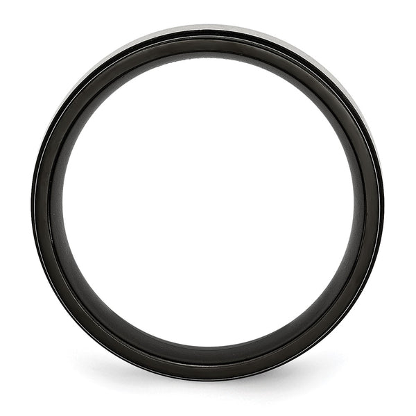 8mm Titanium Chisel Beveled Edge Band - Black IP Coating - Style GR1-1019846
