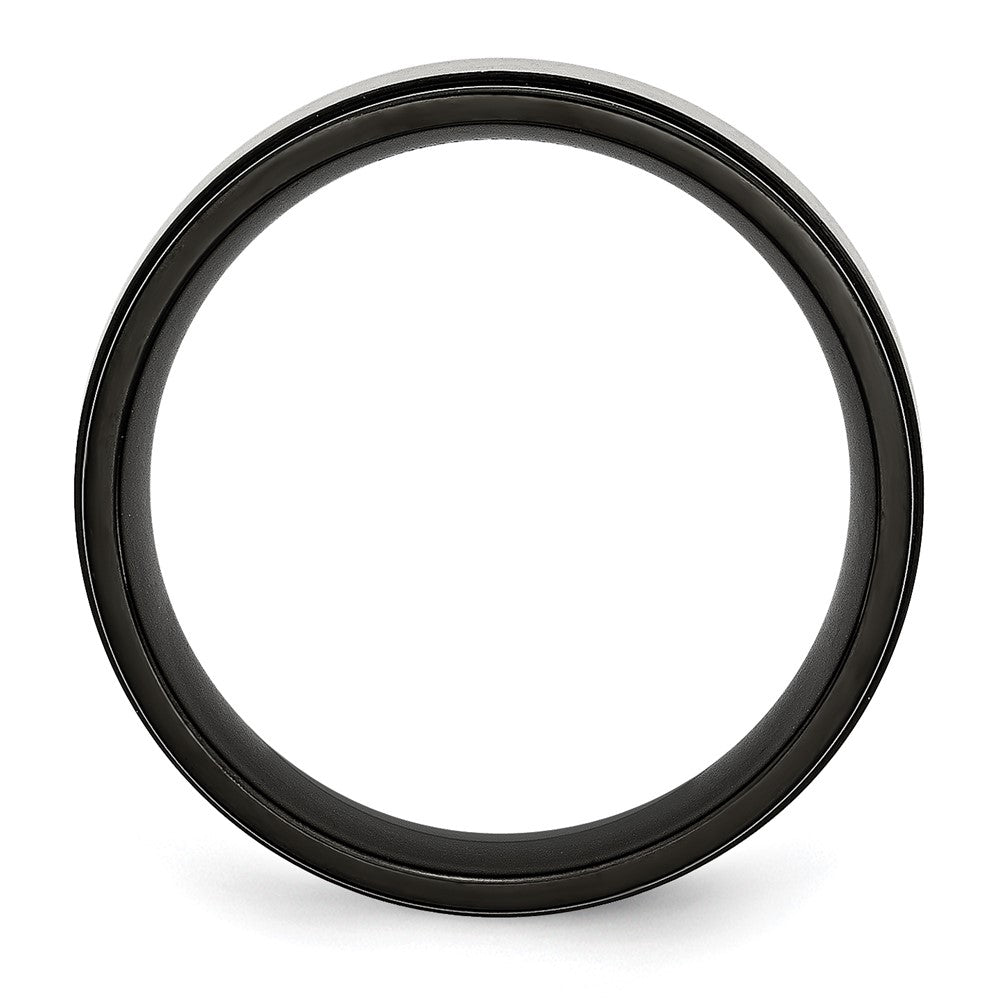 Shop Stylish 8mm Brushed Titanium Chisel Band with Black IP Coating