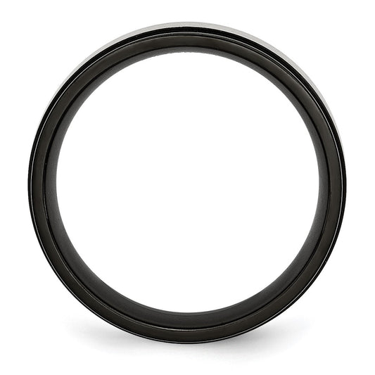 High-Quality 8mm Titanium Chisel Beveled Edge Band with Stylish Black IP Coating
