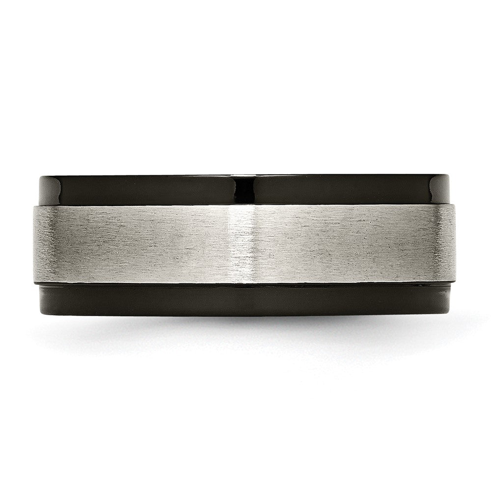 Order Stylish 8mm Titanium Chisel Band - Beveled Edge, Black IP Coating