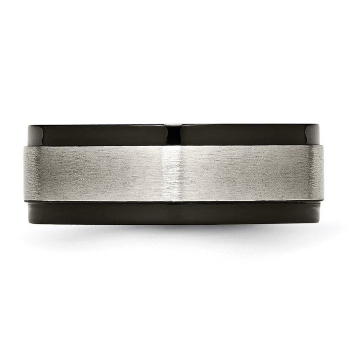 Order Stylish 8mm Titanium Chisel Band - Beveled Edge, Black IP Coating-3