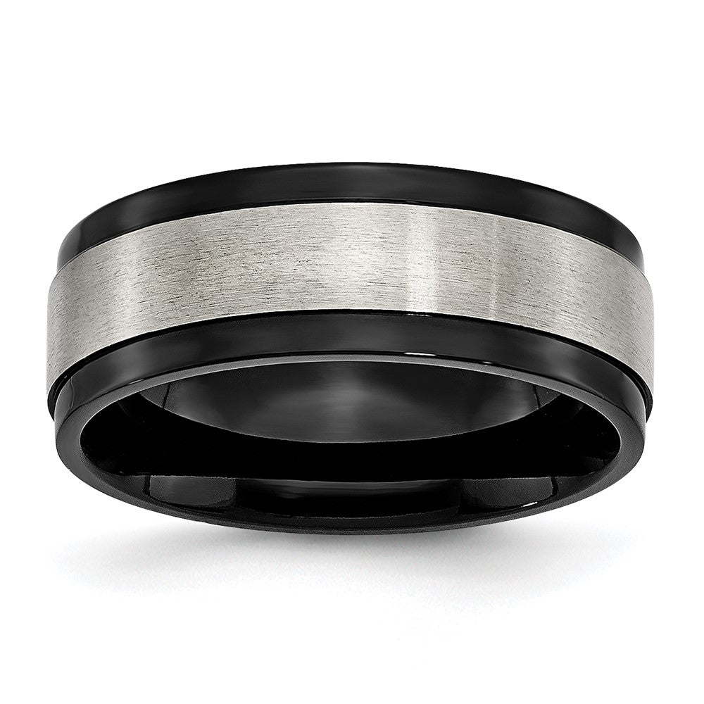 Order Stylish 8mm Titanium Chisel Beveled Edge Band - Luxury Black IP ...