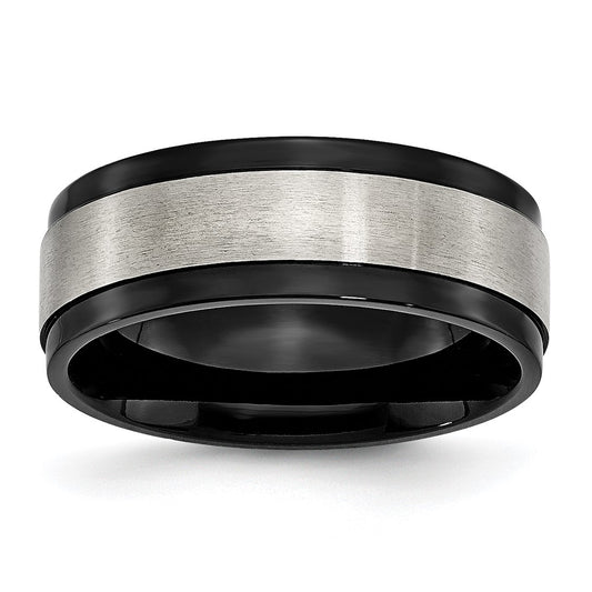 Order Stylish 8mm Titanium Chisel Beveled Edge Band - Luxury Black IP Coating
