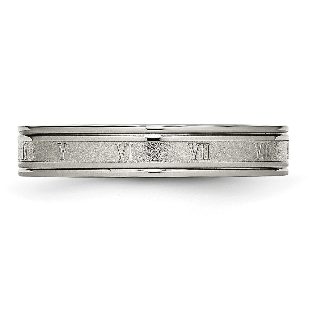 Buy Stylish 4mm Brushed Titanium Band with Roman Numerals - Luxury Design