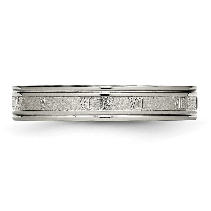 Buy Stylish 4mm Brushed Titanium Band with Roman Numerals - Luxury Design-3