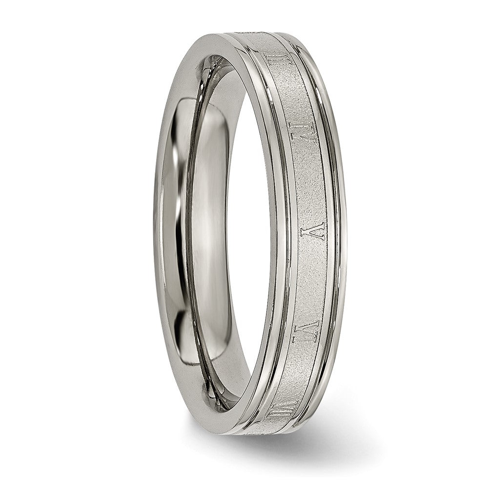 Buy Stylish 4mm Brushed Titanium Band with Roman Numerals - Luxury Design