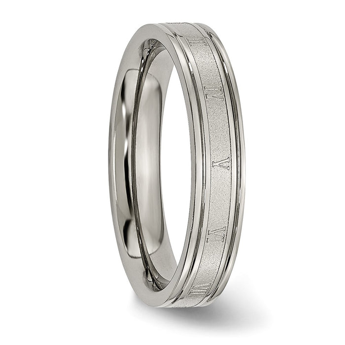 Buy Stylish 4mm Brushed Titanium Band with Roman Numerals - Luxury Design-4