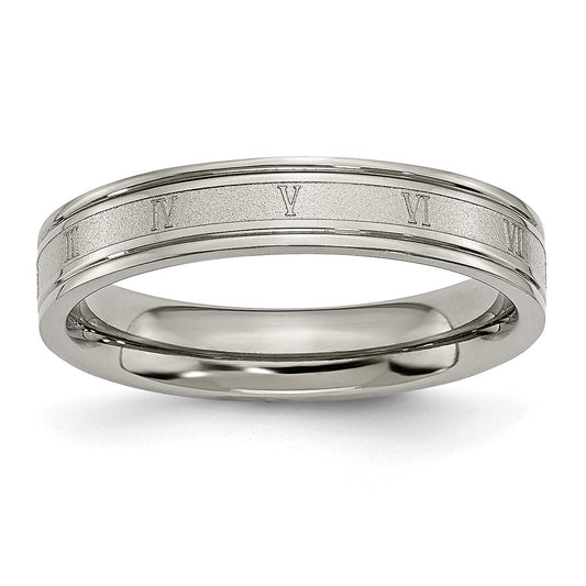 Buy Stylish 4mm Brushed Titanium Band with Roman Numerals - Luxury Design