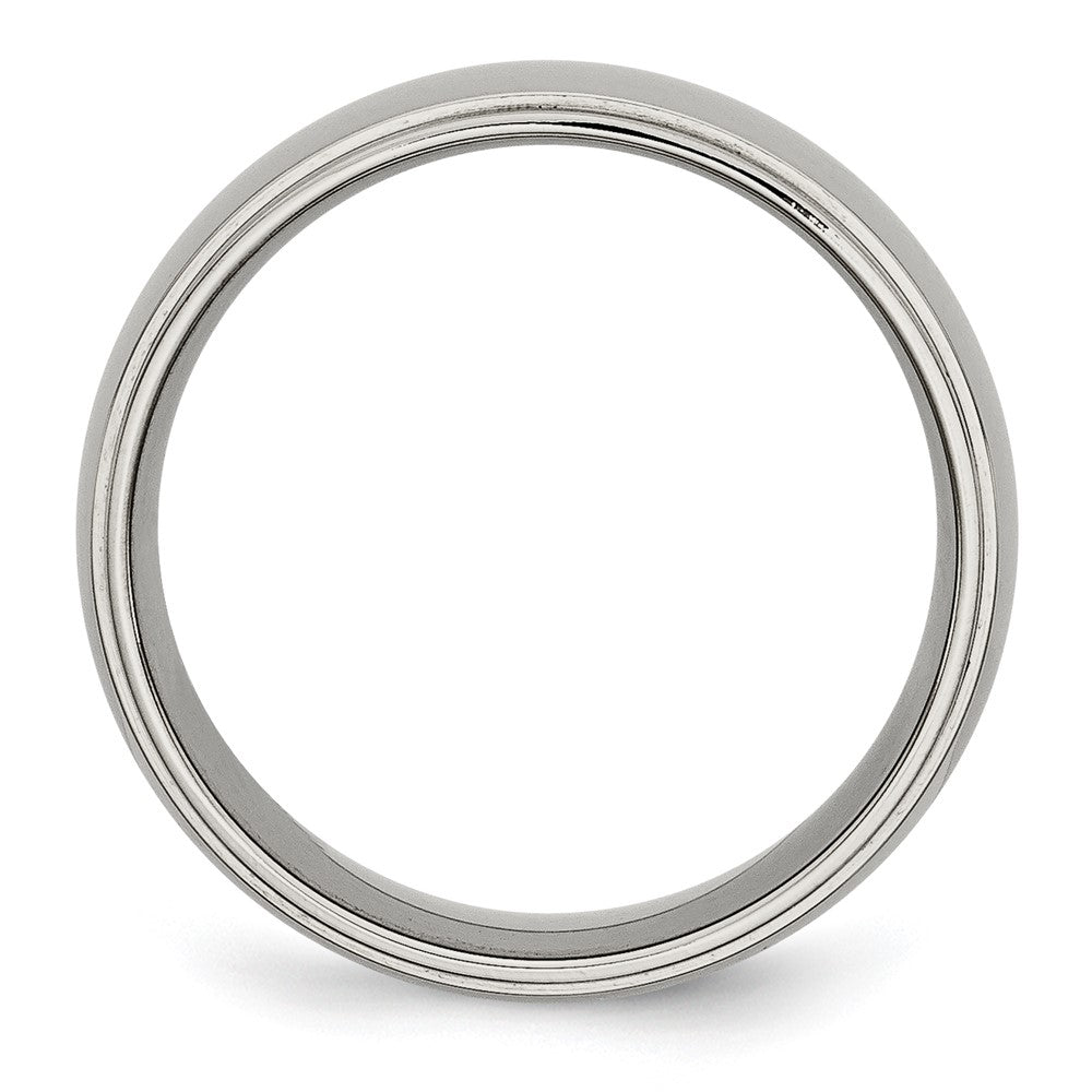 Buy 8mm Polished Titanium Band with Ridged Edge - Stylish High-Quality Design