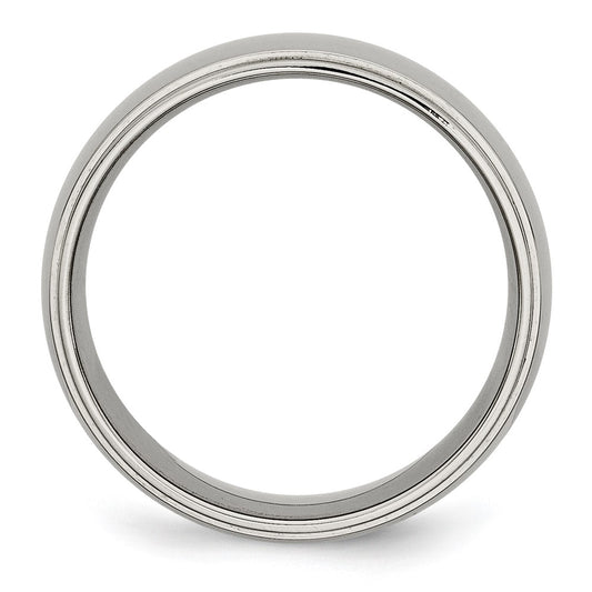 Buy 8mm Polished Titanium Band with Ridged Edge - Stylish High-Quality Design
