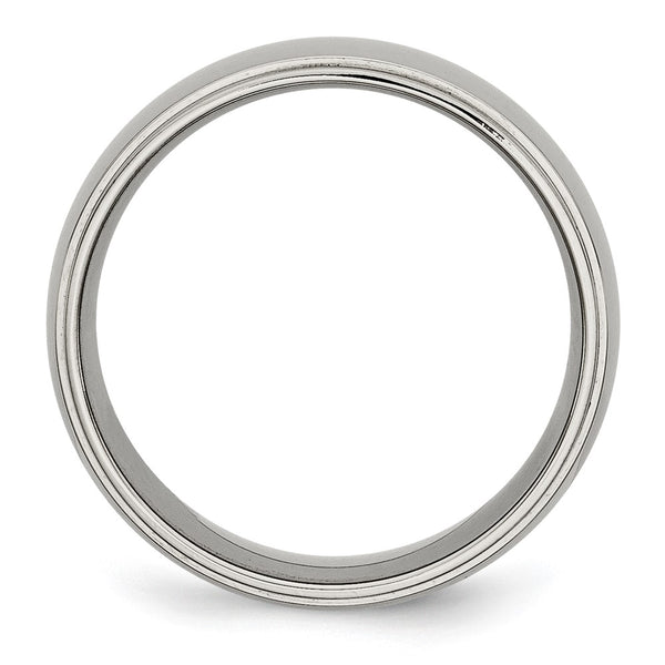8mm Polished Titanium Band with Ridged Edge