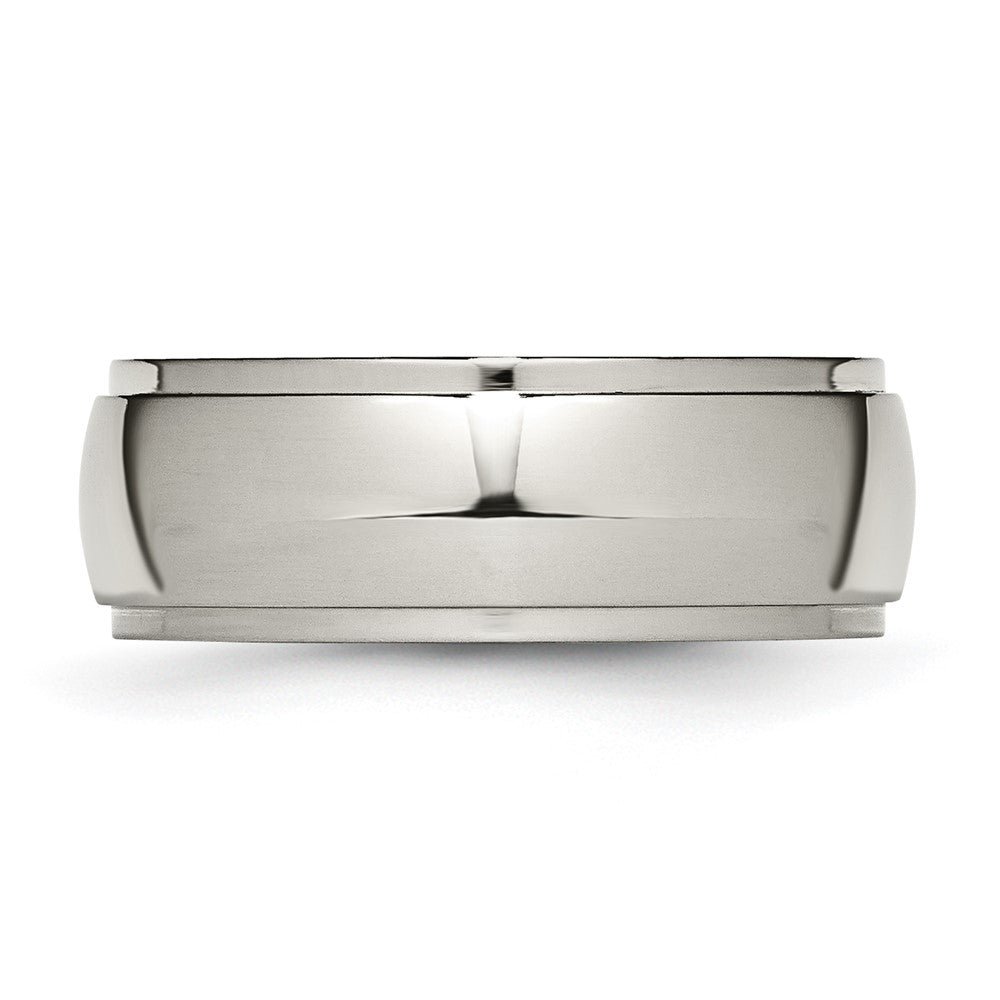 Buy 8mm Polished Titanium Band with Ridged Edge - Stylish High-Quality Design